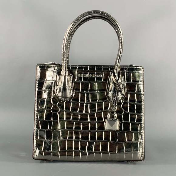 MICHAEL KORS Other - MICHAEL KORS Silver Embossed Leather Top Handles Handbag